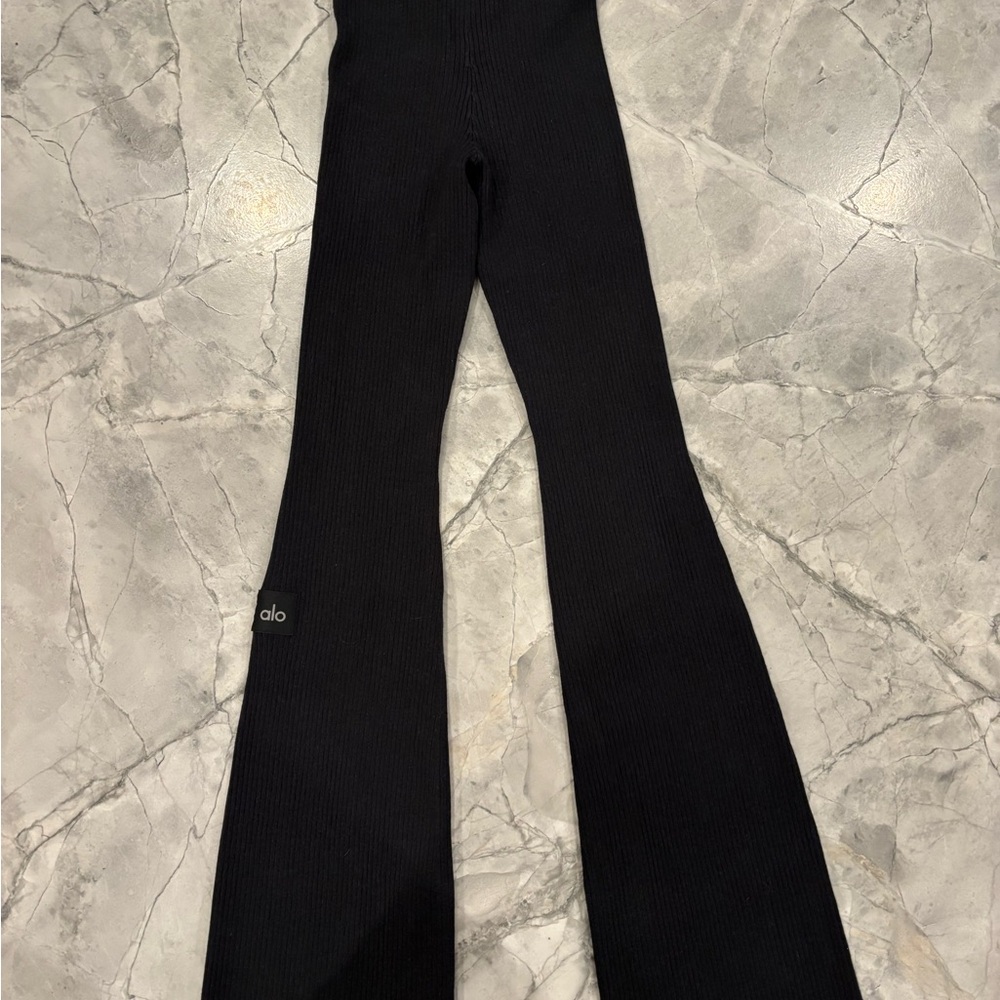 ALO Knit High-Waist Ribbed Flare Pant